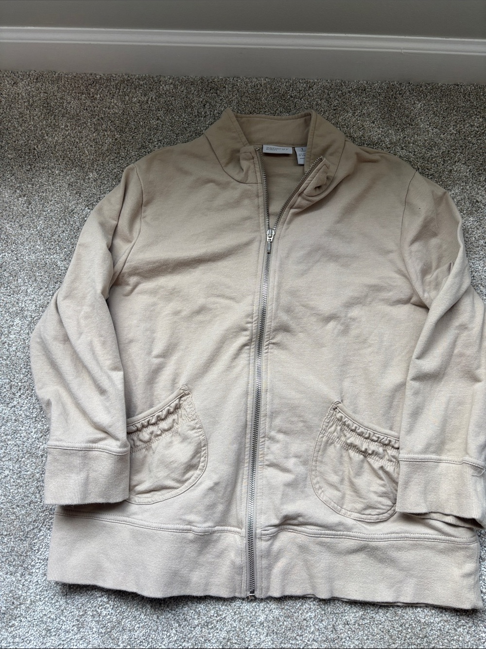 Chico's Beige Zip-Front Lightweight Shirt Jacket